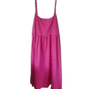 Old Navy Fit & Flare Midi Summer Dress 2X Pink Fuchsia Cotton Poplin Cottagecore